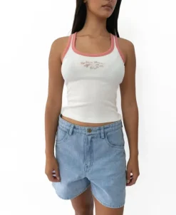 Women Golden Breed Tanks-Aloha Ringer Tank | White