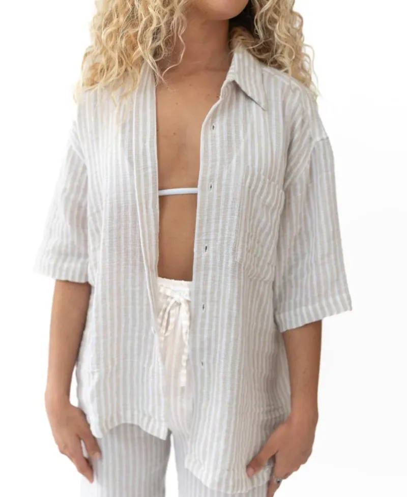 Women Golden Breed Shirts-Bailey Shirt | Off White Stripe