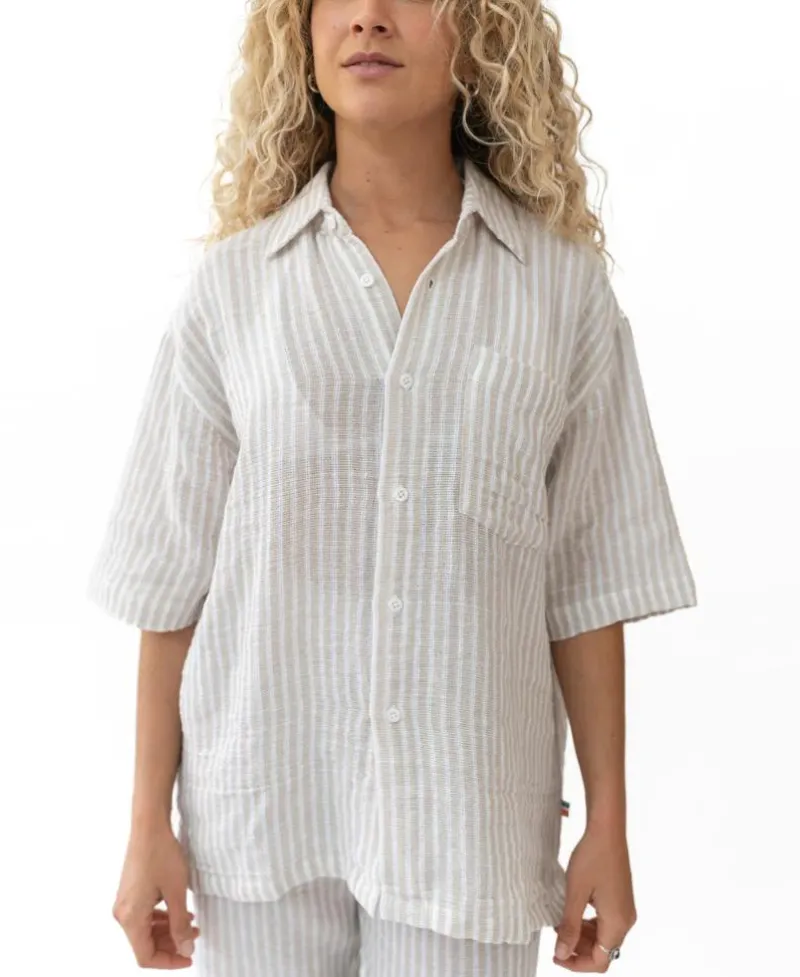 Women Golden Breed Shirts-Bailey Shirt | Off White Stripe