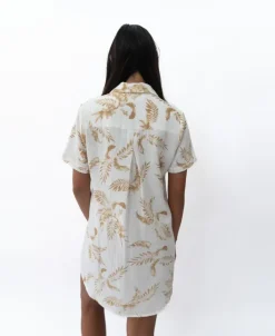 Women Golden Breed Dresses-Bella Palm Island Dress | Beige/Off White