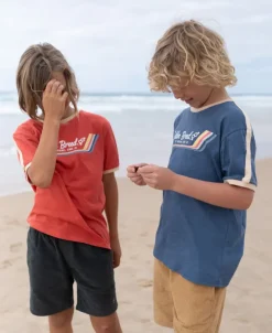 Kids Golden Breed Kids-Boys Retro Ringer Tee | Dusty Blue