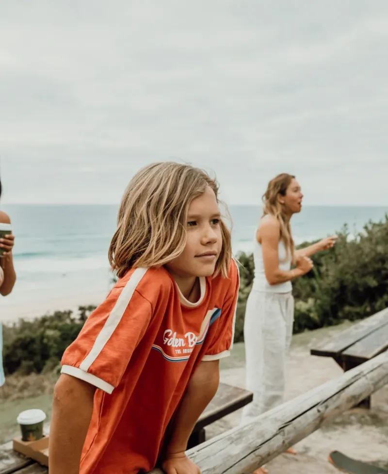 Kids Golden Breed Kids-Boys Retro Ringer Tee | Wash Red