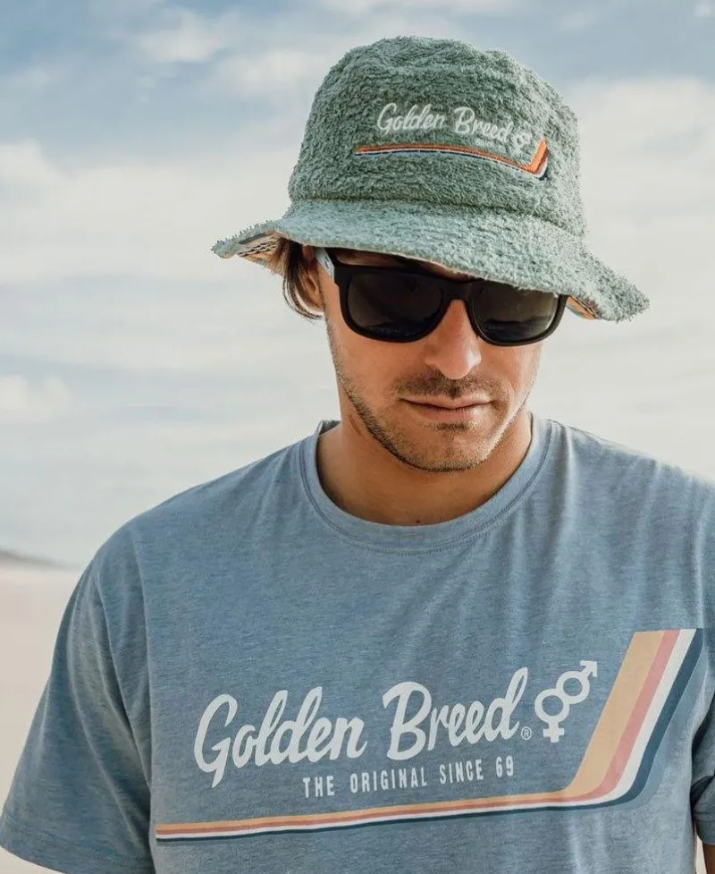 Golden Breed Tees-Deluxe Retro Surf Tee | Sea Blue Marle