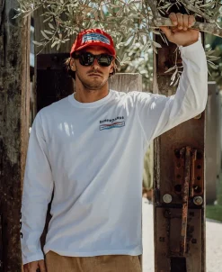 Golden Breed Long Sleeve Tees-G&S Surfboard Comp LS Tee | Off White
