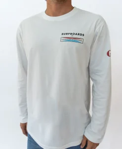 Golden Breed Long Sleeve Tees-G&S Surfboard Comp LS Tee | Off White