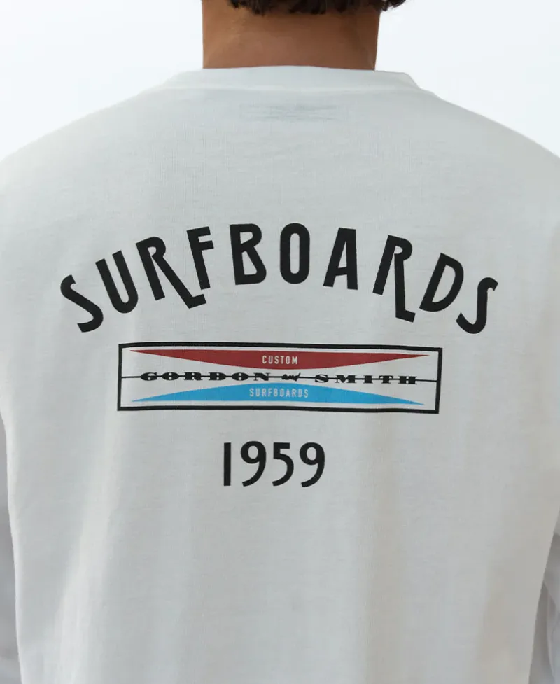 Golden Breed Long Sleeve Tees-G&S Surfboard Comp LS Tee | Off White