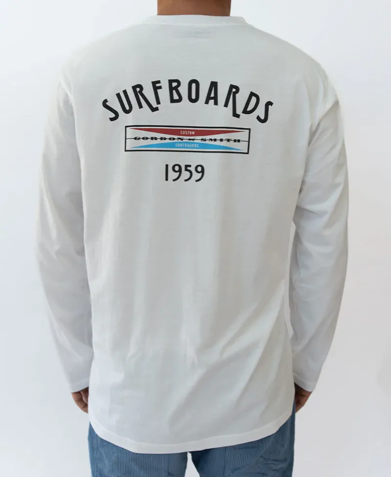 Golden Breed Long Sleeve Tees-G&S Surfboard Comp LS Tee | Off White
