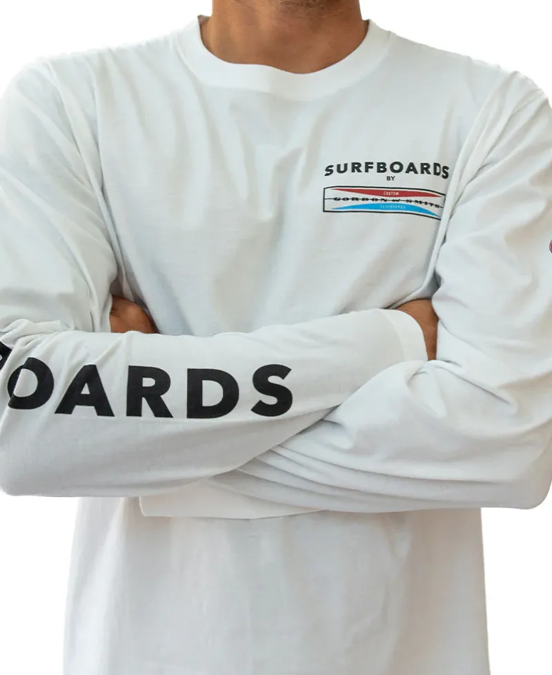 Golden Breed Long Sleeve Tees-G&S Surfboard Comp LS Tee | Off White