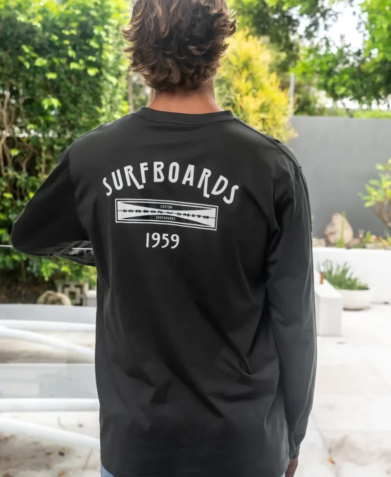 Golden Breed Long Sleeve Tees-G&S Surfboards Comp LS Tee | Wash Black