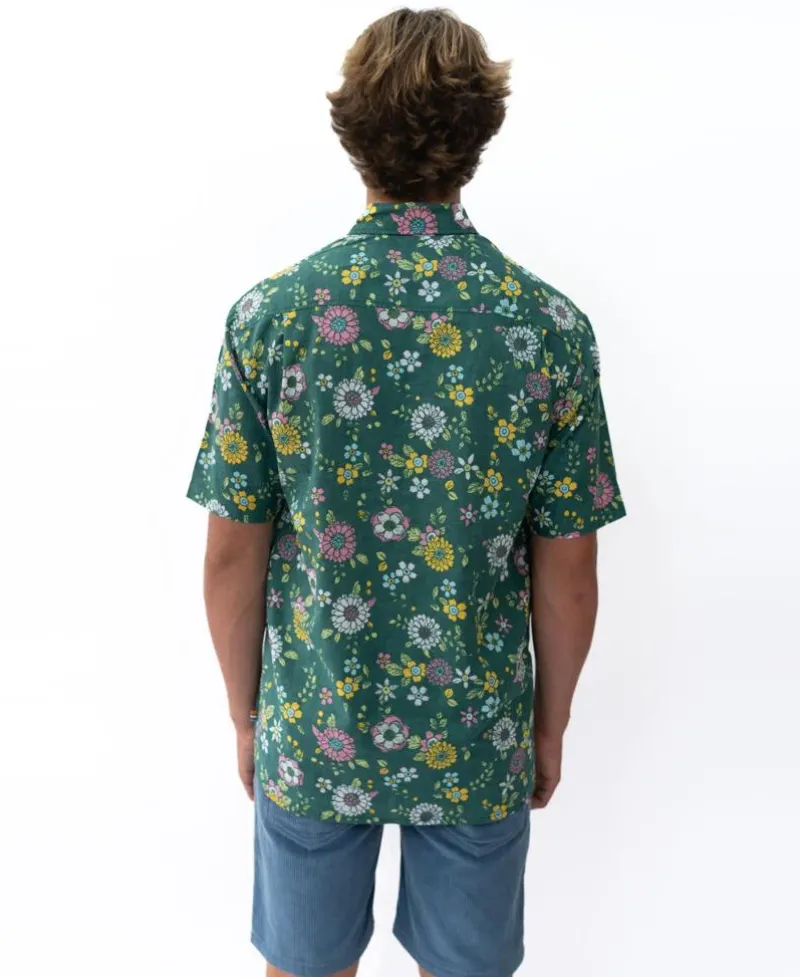 Golden Breed Hawaiian Shirts|Shirts-Happy Floral | Ivy Green