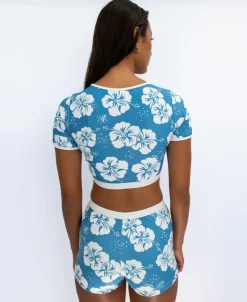 Women Golden Breed Swim-Jo Jo Short | Hibiscus Azure / Off White