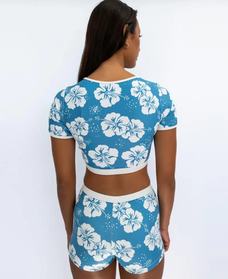 Women Golden Breed Swim-Jo Jo Short | Hibiscus Azure / Off White