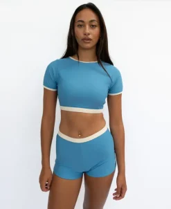 Women Golden Breed Swim-Jo Jo Short Retro | Azure / Off White