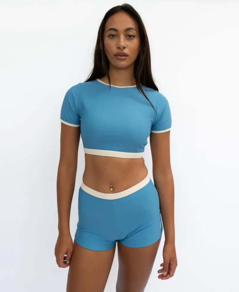 Women Golden Breed Swim-Jo Jo Short Retro | Azure / Off White