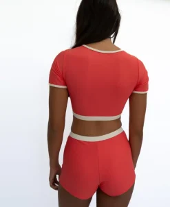 Women Golden Breed Swim-Jo Jo Short Retro | Surf Red / Off White