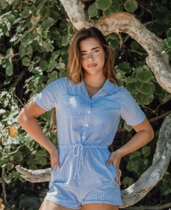 Women Golden Breed Playsuits & Jumpsuits-Lexi Playsuit | Blue/White Stripe