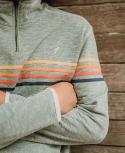 Golden Breed Hoodies & Sweats|Rag Tops-Long Island 1/4 Zip Rag Top | Surf Green Marle