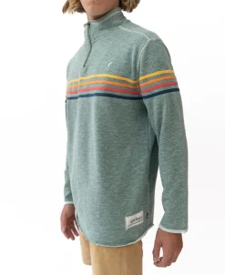 Golden Breed Hoodies & Sweats|Rag Tops-Long Island 1/4 Zip Rag Top | Surf Green Marle