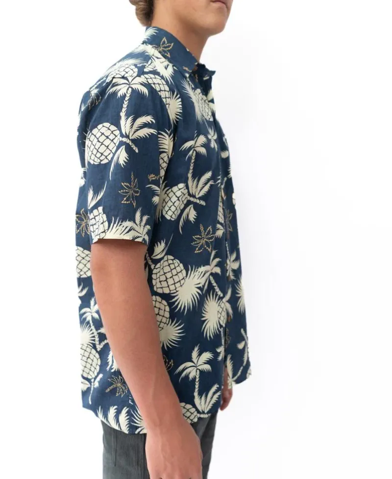 Golden Breed Hawaiian Shirts|Shirts-Pine-Palm Shirt | Vintage Navy