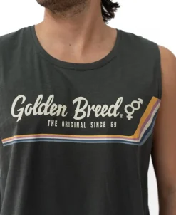 Golden Breed Muscle Tank-Retro Muscle Tank | Wash Black