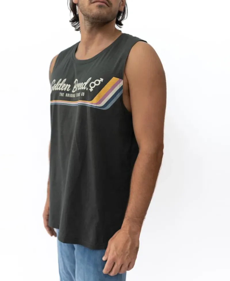 Golden Breed Muscle Tank-Retro Muscle Tank | Wash Black