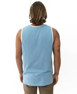 Golden Breed Muscle Tank-Retro Ringer Muscle Top | Azure Blue