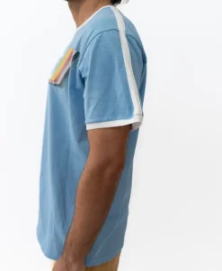 Golden Breed Tees-Retro Ringer Tee | Azure Blue