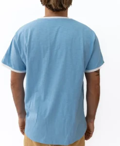 Golden Breed Tees-Retro Ringer Tee | Azure Blue