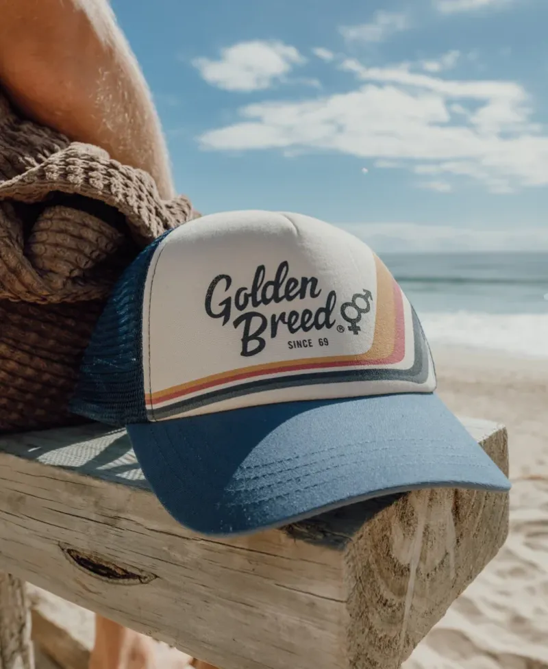 Golden Breed Hats & Caps|Hats & Caps-Retro Trucker Cap | Dark Denim