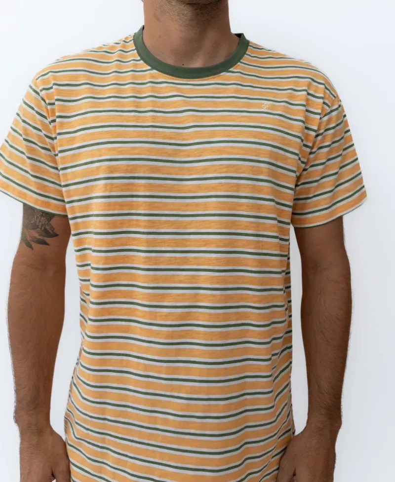 Golden Breed Tees-Rincon Stripe Tee | Wash Orange