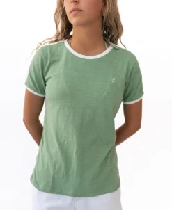 Women Golden Breed Tees-Ringer Tee | Moss