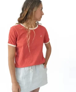 Women Golden Breed Tees-Ringer Tee | Wash Red