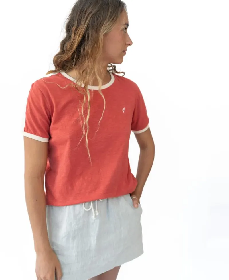 Women Golden Breed Tees-Ringer Tee | Wash Red