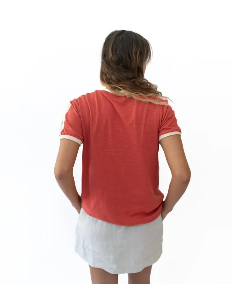 Women Golden Breed Tees-Ringer Tee | Wash Red