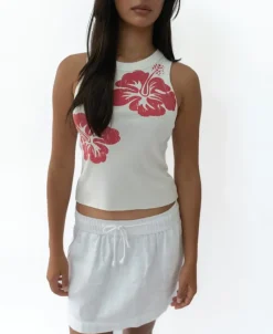 Women Golden Breed Tanks-Rosa Hibiscus Tank | Wash Red