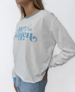 Women Golden Breed Tees-Stay Golden LS | Off White/Azure
