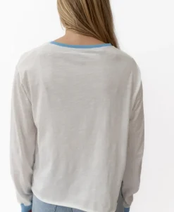 Women Golden Breed Tees-Stay Golden LS | Off White/Azure
