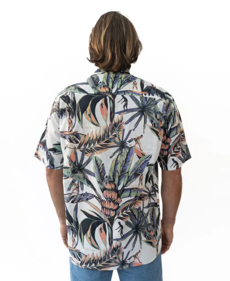 Golden Breed Hawaiian Shirts|Shirts-Surfer Palm Shirt | Off White