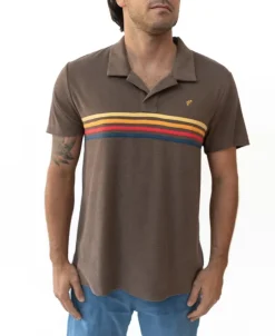 Golden Breed Polo Tops|Tees-Vintage Long Island Polo | Wash Brown