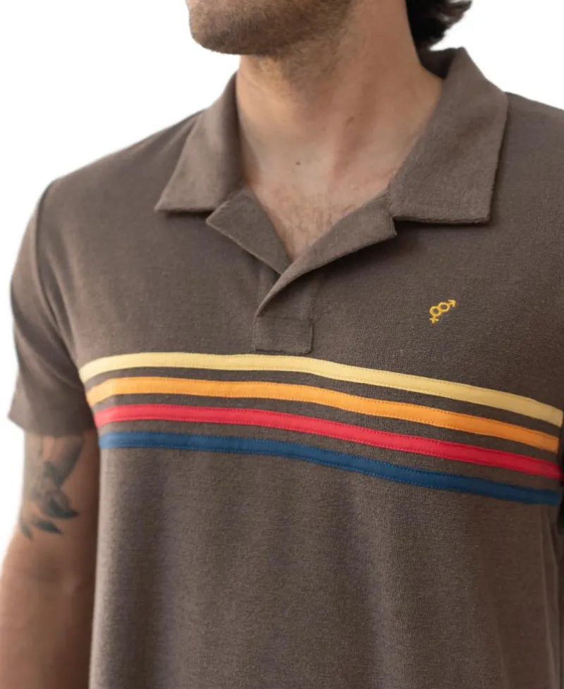 Golden Breed Polo Tops|Tees-Vintage Long Island Polo | Wash Brown