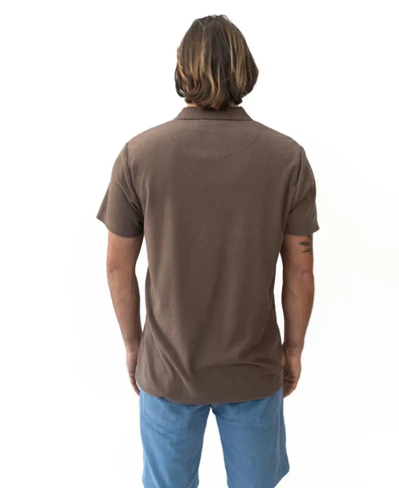 Golden Breed Polo Tops|Tees-Vintage Long Island Polo | Wash Brown